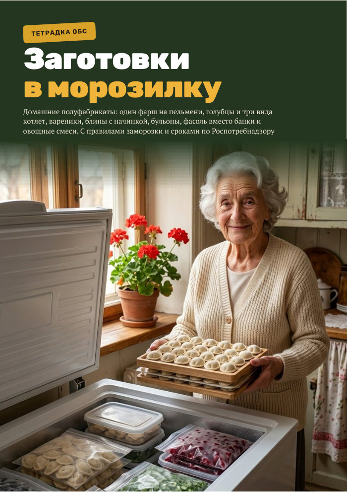 Обложка тетрадки «Заготовки в морозилку на месяц»